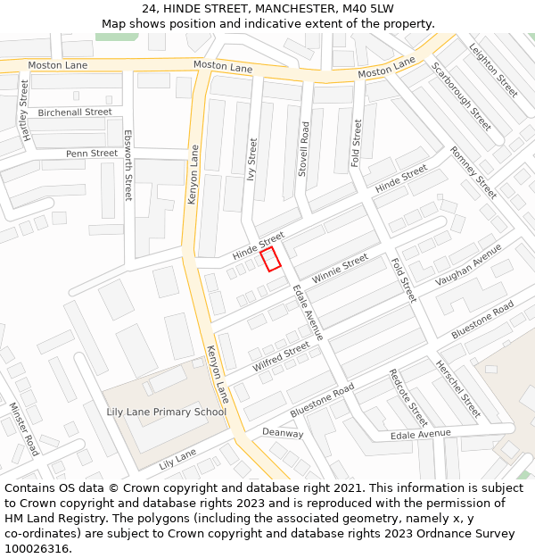 24, HINDE STREET, MANCHESTER, M40 5LW: Location map and indicative extent of plot