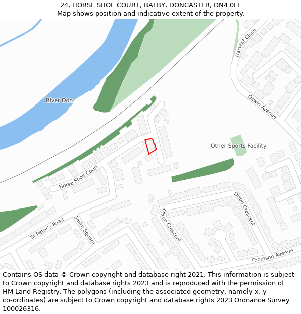 24, HORSE SHOE COURT, BALBY, DONCASTER, DN4 0FF: Location map and indicative extent of plot