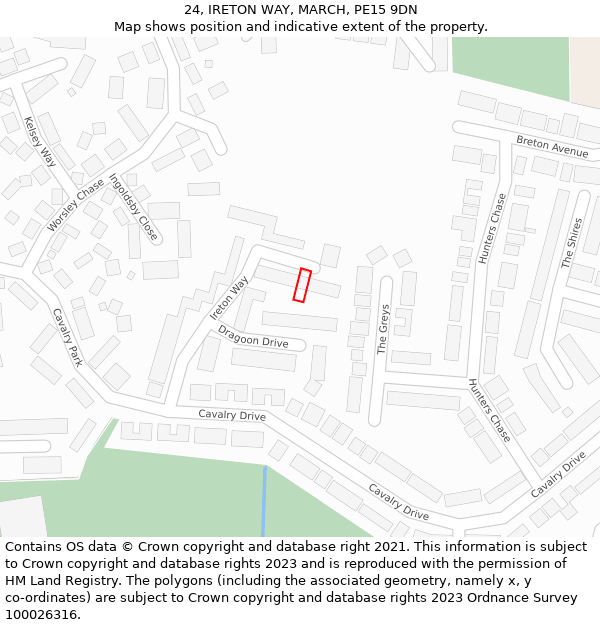 24, IRETON WAY, MARCH, PE15 9DN: Location map and indicative extent of plot