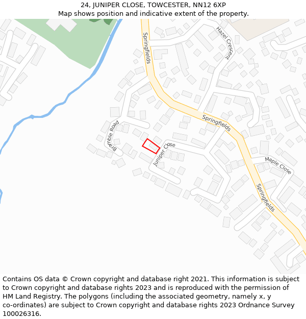 24, JUNIPER CLOSE, TOWCESTER, NN12 6XP: Location map and indicative extent of plot