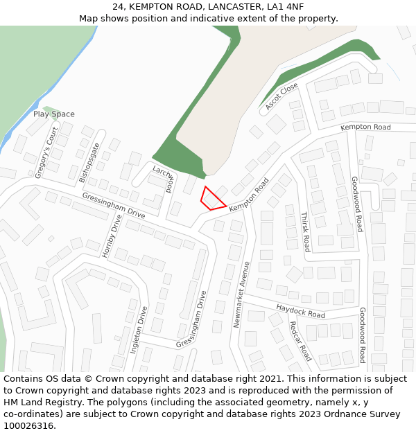 24, KEMPTON ROAD, LANCASTER, LA1 4NF: Location map and indicative extent of plot