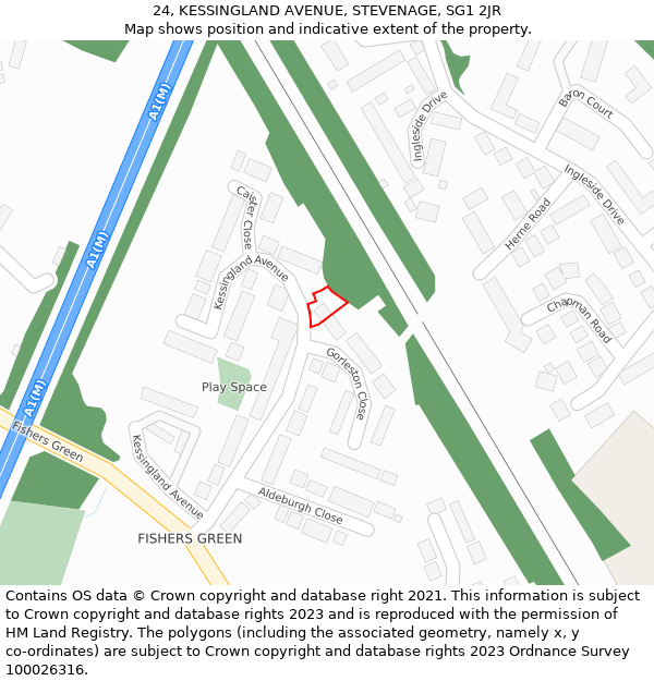 24, KESSINGLAND AVENUE, STEVENAGE, SG1 2JR: Location map and indicative extent of plot