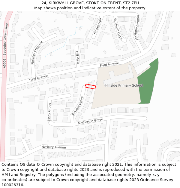 24, KIRKWALL GROVE, STOKE-ON-TRENT, ST2 7PH: Location map and indicative extent of plot