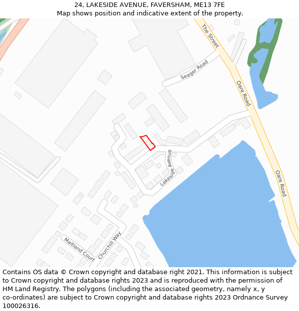 24, LAKESIDE AVENUE, FAVERSHAM, ME13 7FE: Location map and indicative extent of plot