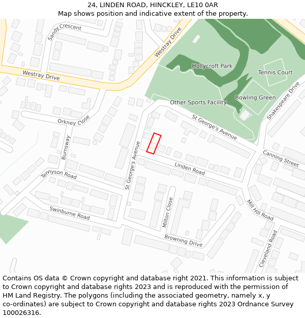 24, LINDEN ROAD, HINCKLEY, LE10 0AR: Location map and indicative extent of plot