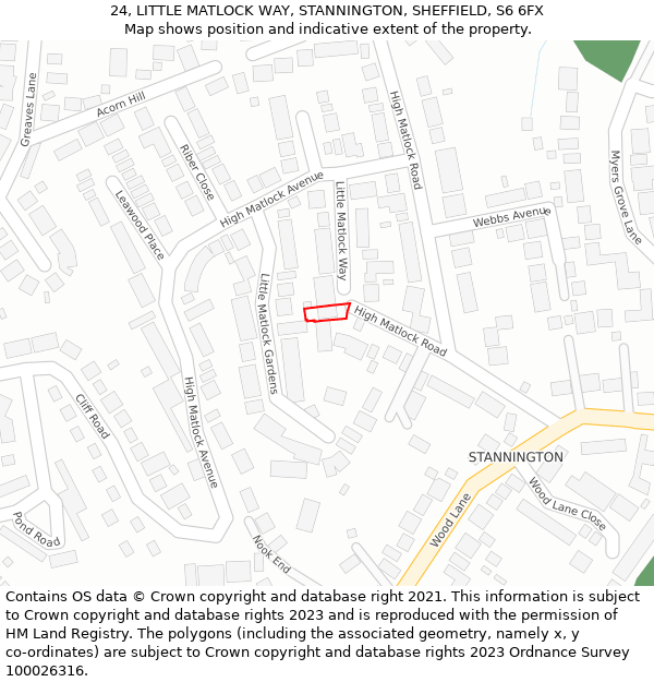 24, LITTLE MATLOCK WAY, STANNINGTON, SHEFFIELD, S6 6FX: Location map and indicative extent of plot