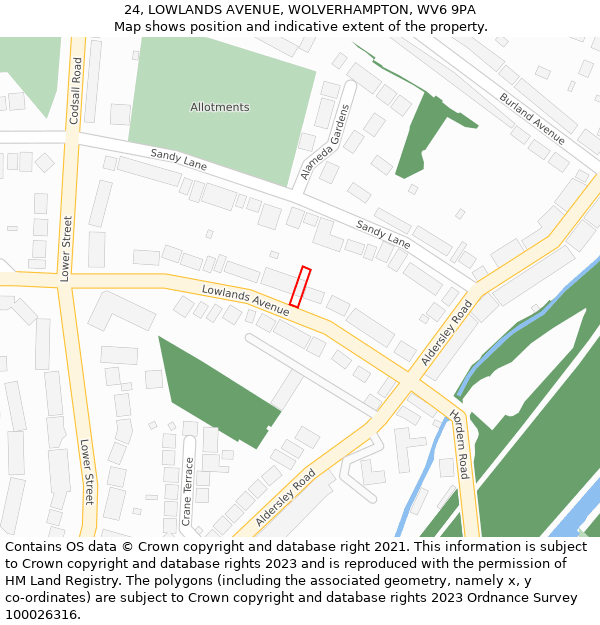 24, LOWLANDS AVENUE, WOLVERHAMPTON, WV6 9PA: Location map and indicative extent of plot