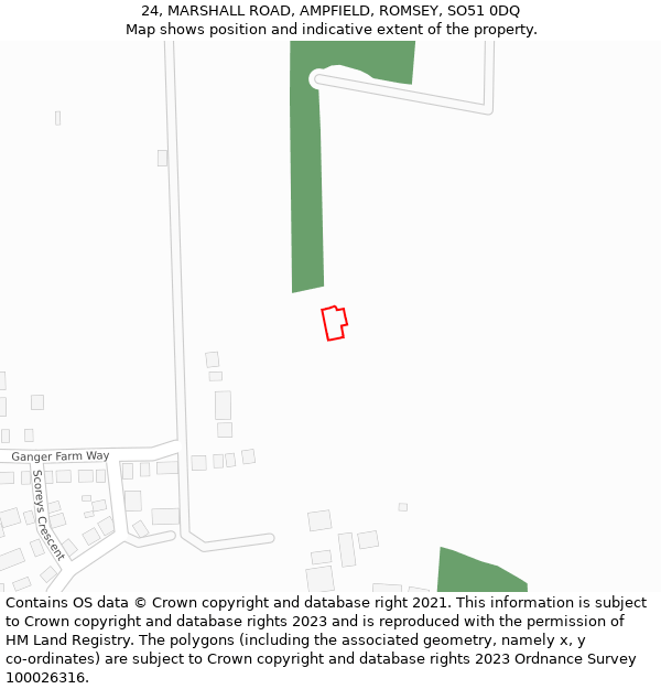 24, MARSHALL ROAD, AMPFIELD, ROMSEY, SO51 0DQ: Location map and indicative extent of plot