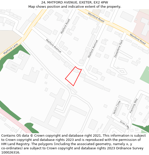 24, MATFORD AVENUE, EXETER, EX2 4PW: Location map and indicative extent of plot