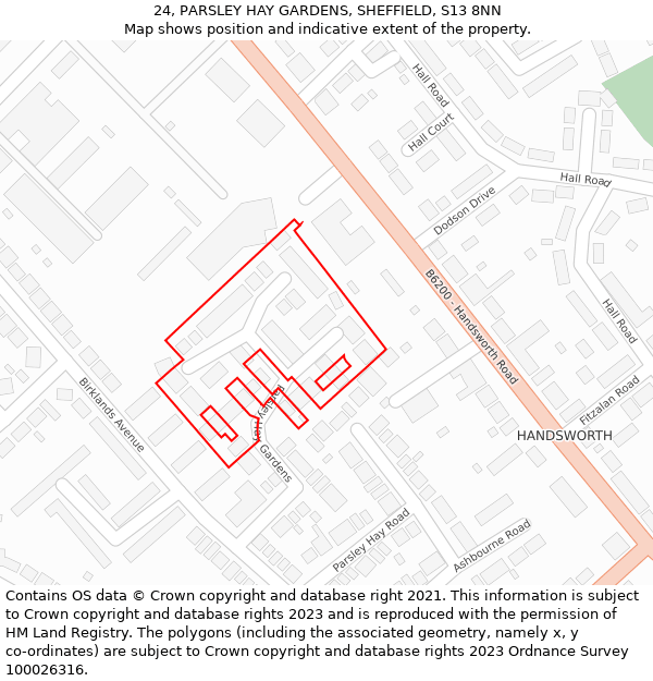 24, PARSLEY HAY GARDENS, SHEFFIELD, S13 8NN: Location map and indicative extent of plot