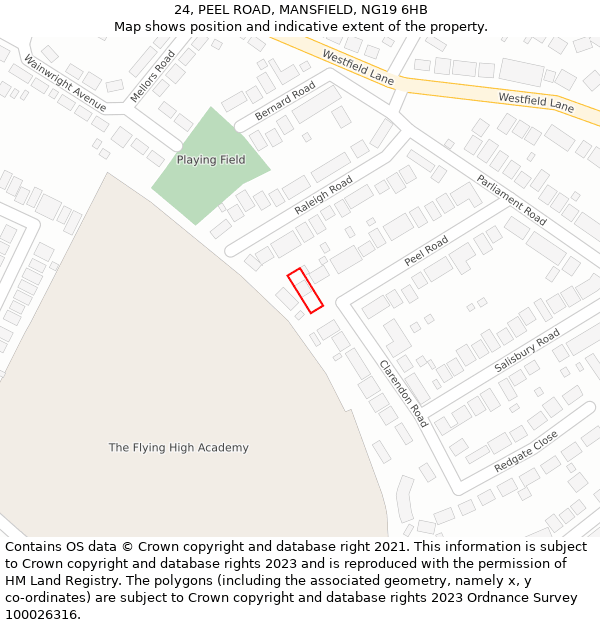 24, PEEL ROAD, MANSFIELD, NG19 6HB: Location map and indicative extent of plot