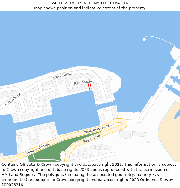 24, PLAS TALIESIN, PENARTH, CF64 1TN: Location map and indicative extent of plot