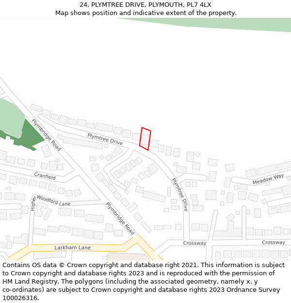 24, PLYMTREE DRIVE, PLYMOUTH, PL7 4LX: Location map and indicative extent of plot