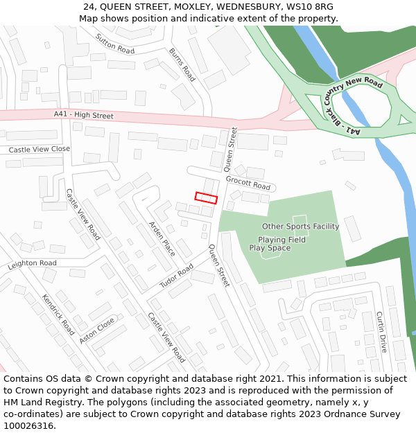 24, QUEEN STREET, MOXLEY, WEDNESBURY, WS10 8RG: Location map and indicative extent of plot