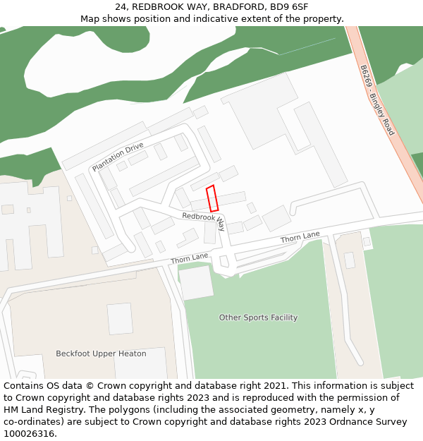 24, REDBROOK WAY, BRADFORD, BD9 6SF: Location map and indicative extent of plot