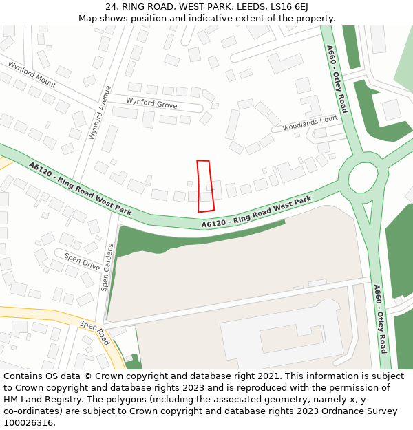 24, RING ROAD, WEST PARK, LEEDS, LS16 6EJ: Location map and indicative extent of plot