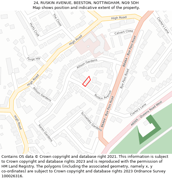 24, RUSKIN AVENUE, BEESTON, NOTTINGHAM, NG9 5DH: Location map and indicative extent of plot