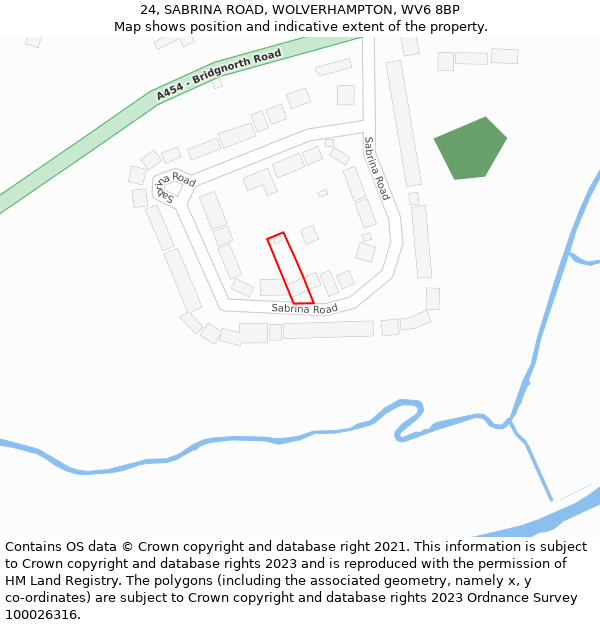 24, SABRINA ROAD, WOLVERHAMPTON, WV6 8BP: Location map and indicative extent of plot