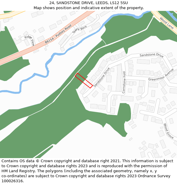 24, SANDSTONE DRIVE, LEEDS, LS12 5SU: Location map and indicative extent of plot