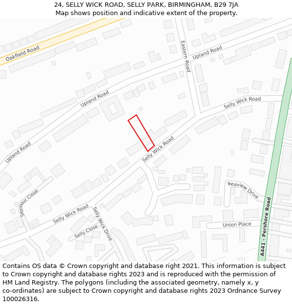 24, SELLY WICK ROAD, SELLY PARK, BIRMINGHAM, B29 7JA: Location map and indicative extent of plot