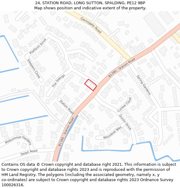 24, STATION ROAD, LONG SUTTON, SPALDING, PE12 9BP: Location map and indicative extent of plot