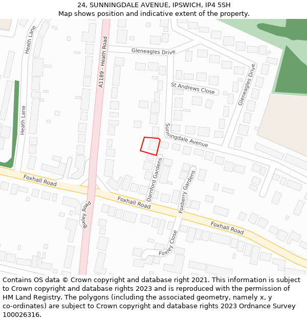 24, SUNNINGDALE AVENUE, IPSWICH, IP4 5SH: Location map and indicative extent of plot