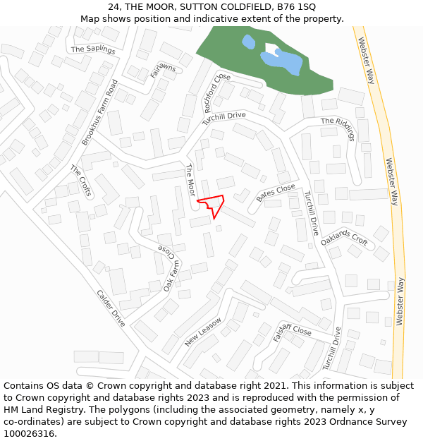 24, THE MOOR, SUTTON COLDFIELD, B76 1SQ: Location map and indicative extent of plot