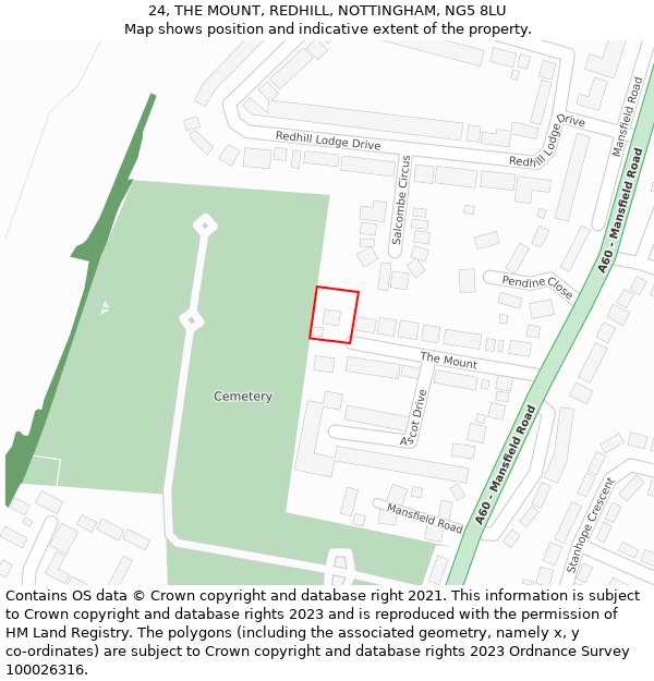 24, THE MOUNT, REDHILL, NOTTINGHAM, NG5 8LU: Location map and indicative extent of plot