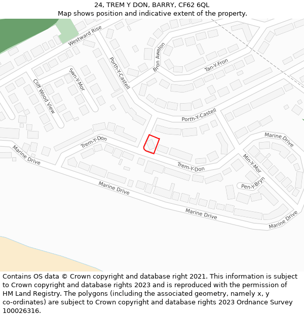 24, TREM Y DON, BARRY, CF62 6QL: Location map and indicative extent of plot