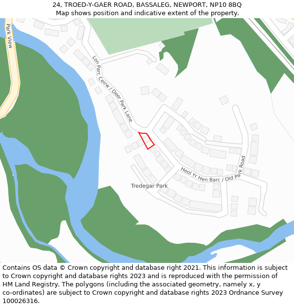 24, TROED-Y-GAER ROAD, BASSALEG, NEWPORT, NP10 8BQ: Location map and indicative extent of plot