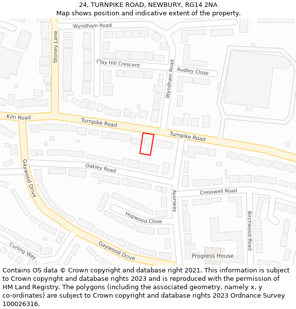 24, TURNPIKE ROAD, NEWBURY, RG14 2NA: Location map and indicative extent of plot