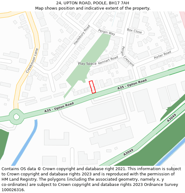 24, UPTON ROAD, POOLE, BH17 7AH: Location map and indicative extent of plot