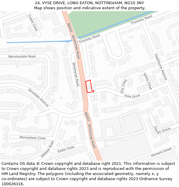 24, VYSE DRIVE, LONG EATON, NOTTINGHAM, NG10 3NY: Location map and indicative extent of plot