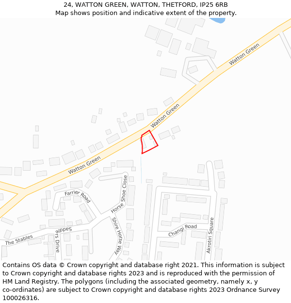 24, WATTON GREEN, WATTON, THETFORD, IP25 6RB: Location map and indicative extent of plot