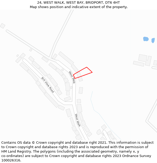 24, WEST WALK, WEST BAY, BRIDPORT, DT6 4HT: Location map and indicative extent of plot