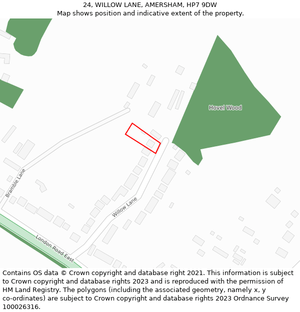 24, WILLOW LANE, AMERSHAM, HP7 9DW: Location map and indicative extent of plot