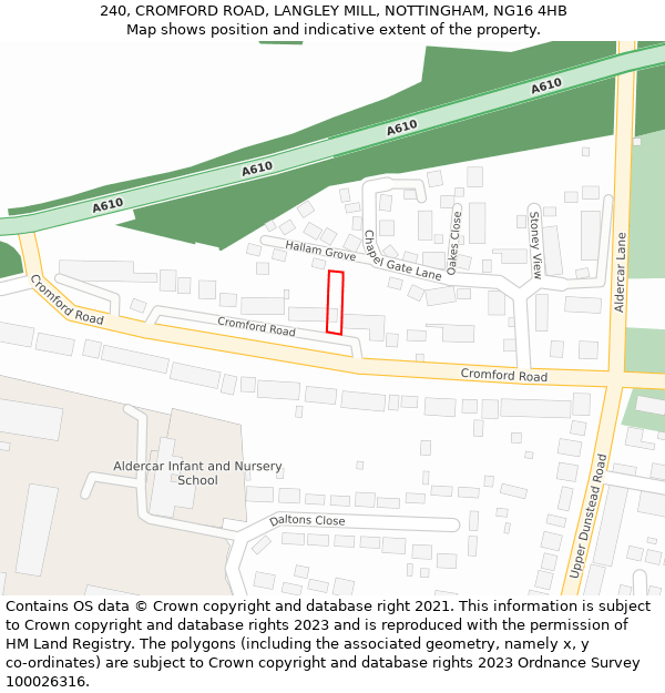 240, CROMFORD ROAD, LANGLEY MILL, NOTTINGHAM, NG16 4HB: Location map and indicative extent of plot