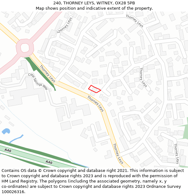 240, THORNEY LEYS, WITNEY, OX28 5PB: Location map and indicative extent of plot