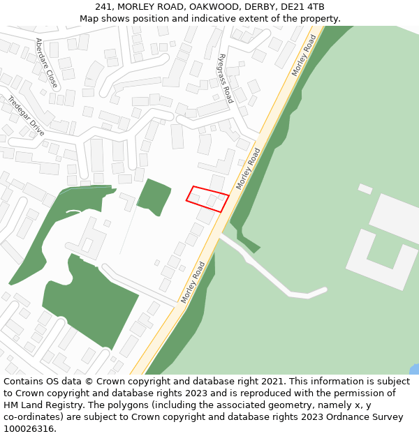 241, MORLEY ROAD, OAKWOOD, DERBY, DE21 4TB: Location map and indicative extent of plot