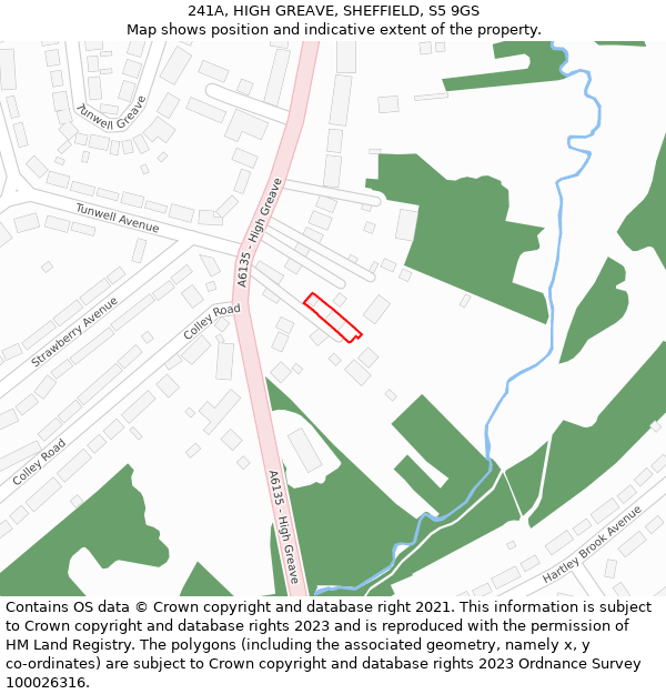 241A, HIGH GREAVE, SHEFFIELD, S5 9GS: Location map and indicative extent of plot