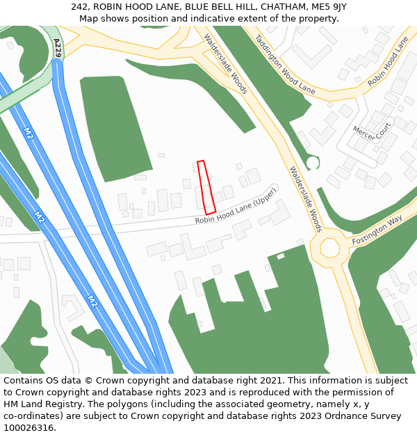 242, ROBIN HOOD LANE, BLUE BELL HILL, CHATHAM, ME5 9JY: Location map and indicative extent of plot