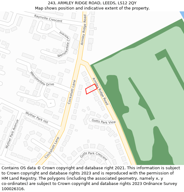 243, ARMLEY RIDGE ROAD, LEEDS, LS12 2QY: Location map and indicative extent of plot