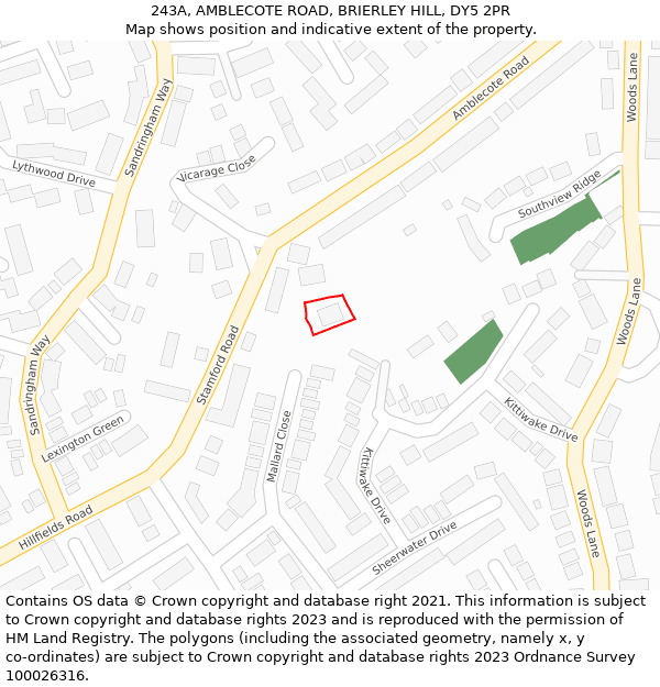 243A, AMBLECOTE ROAD, BRIERLEY HILL, DY5 2PR: Location map and indicative extent of plot