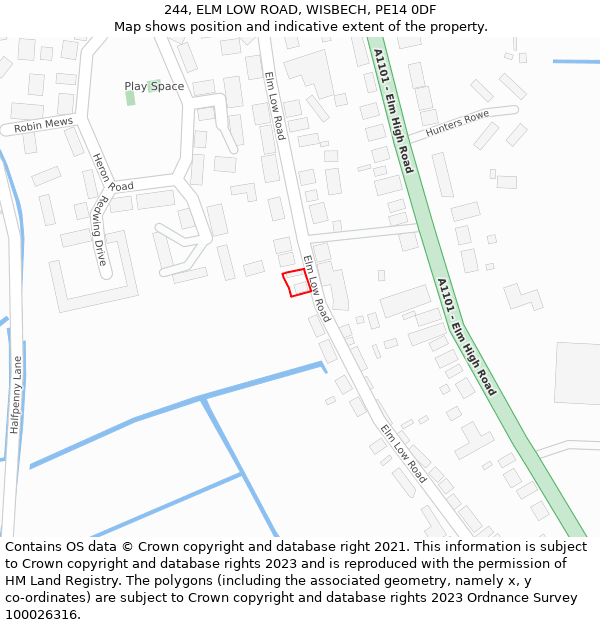 244, ELM LOW ROAD, WISBECH, PE14 0DF: Location map and indicative extent of plot