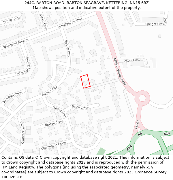 244C, BARTON ROAD, BARTON SEAGRAVE, KETTERING, NN15 6RZ: Location map and indicative extent of plot