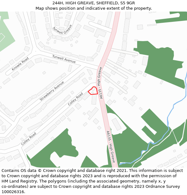 244H, HIGH GREAVE, SHEFFIELD, S5 9GR: Location map and indicative extent of plot