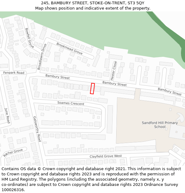 245, BAMBURY STREET, STOKE-ON-TRENT, ST3 5QY: Location map and indicative extent of plot