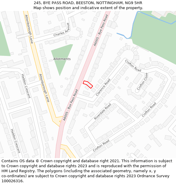 245, BYE PASS ROAD, BEESTON, NOTTINGHAM, NG9 5HR: Location map and indicative extent of plot