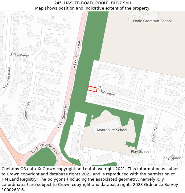 245, HASLER ROAD, POOLE, BH17 9AH: Location map and indicative extent of plot