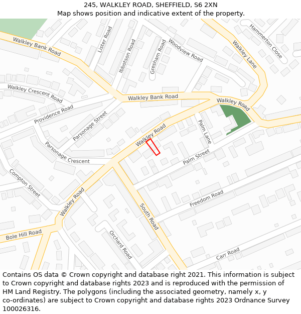 245, WALKLEY ROAD, SHEFFIELD, S6 2XN: Location map and indicative extent of plot